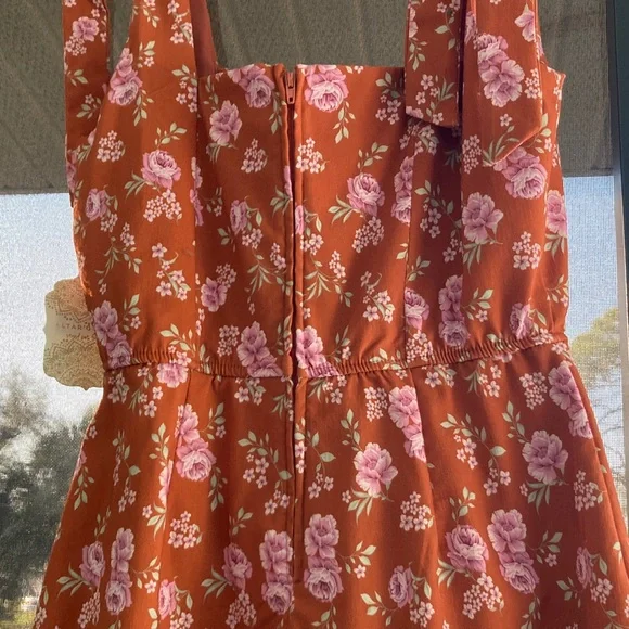 Altar'd State Floral Dark Orange/Clay Lined Dress Sz M NWT $69.95 Retail - Picture 4 of 8
